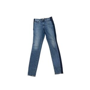 Athleta Size 8 Tall Sculptek Skinny Jeans Blue Denim Dark Side Stripe